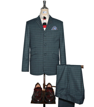 Mod Suit - Green Prince of Wales Check Suit