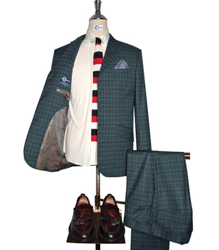 Mod Suit - Green Prince of Wales Check Suit