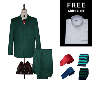 Olive Green Prince Of Wales Check Suit Packet