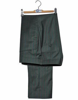Olive Green and Burnt Orange Striped Suit Back Trouser