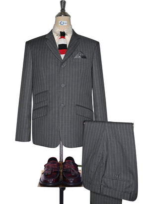Grey and White Stripe Suit