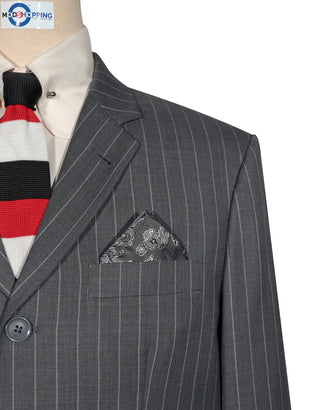 Grey and White Stripe Suit