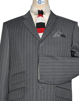 Grey and White Stripe Suit