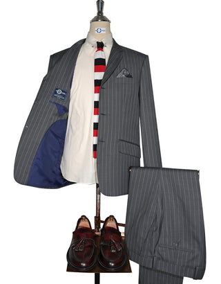 Grey and White Stripe Suit