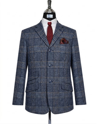 Grey Pow Check Tweed  Jacket Men