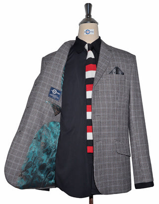 Mod Blazer - Grey and Brown Houndstooth Blazer