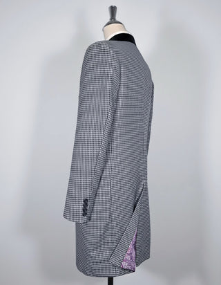 Men’s Mod Jacket – Black & White Houndstooth Tailored Long Fit