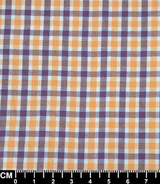 Vintage 60s Mod Orange and Navy Blue Gingham Short Sleeve Shirt