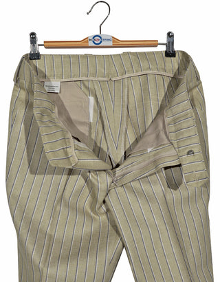 Khaki and Blue Striped Suit