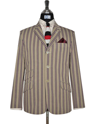 Khaki and Red Striped Blazer