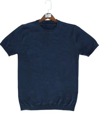 This Shirt Only -  Navy Blue Knitwear Crew Neck Short Sleeve Polo Shirt Size S