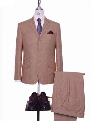 Men's Dusty Rose Sharkskin 1960s Vintage Mod Suit