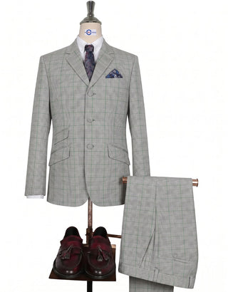 Light Grey and Green POW Check Suit 