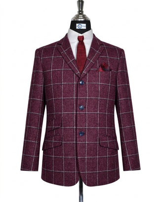 Windowpane Check Tweed Jacket