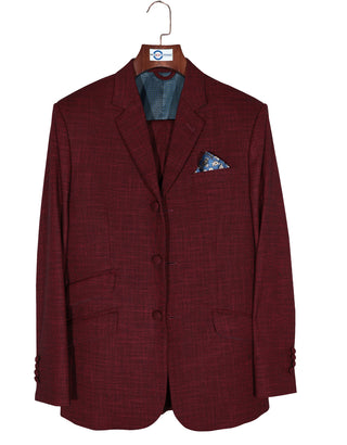 Mod Suit - Vintage Style Burgundy Linen Suit