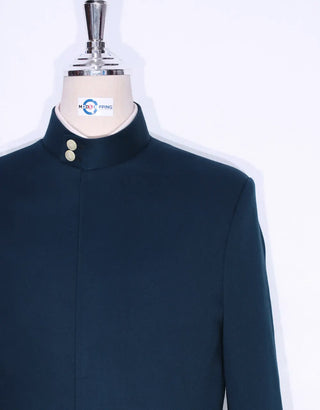 Navy Blue Funnel Neck Coat Chest
