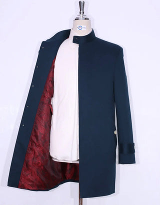  Navy Blue Funnel Neck Coat Lining