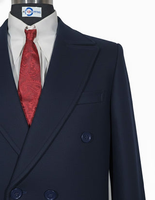 Retro Mod Navy Blue Double Breasted Long Coat