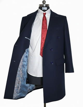 Retro Mod Navy Blue Double Breasted Long Coat