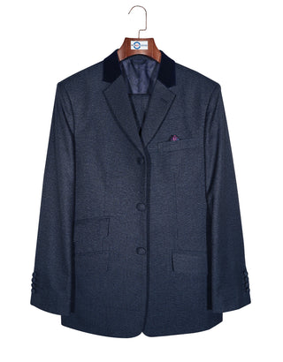 Classic Tailored Navy Blue Glen Plaid Check Suit for Men