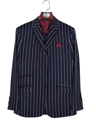 Boating Blazer - Navy Blue and White Stripe Blazer