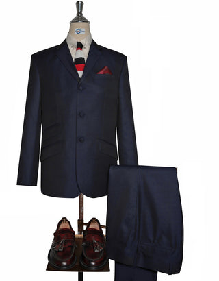 Navy Blue And Black Two Tone Suit