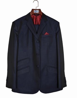 Navy Blue And Black Two Tone Suit