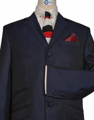 Navy Blue And Black Two Tone Suit