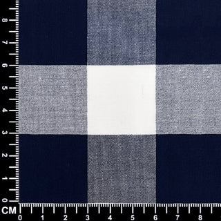 Navy Blue Gingham Check Fabric