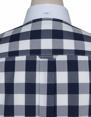 Button Down Collar Shirt | Navy Blue Gingham Check Shirt