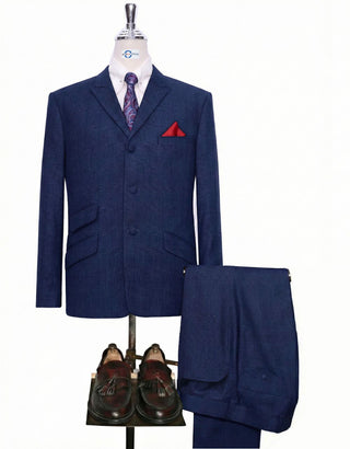 Navy Blue Glen Check Suit