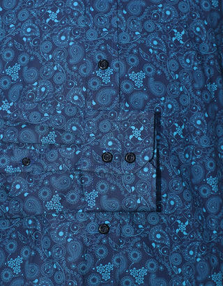 Navy Blue Paisley Shirt Cuff