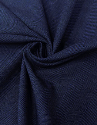 Men’s Navy Blue Glen Check Peak Lapel Suit