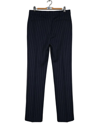 Dark Navy Blue and Light Grey Stripe 3 Piece Suit