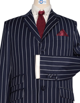 Stripe Suit - Navy Blue and White Stripe Suit