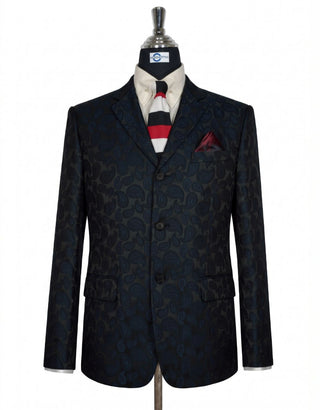 Navy Blue and Black Paisley Blazer