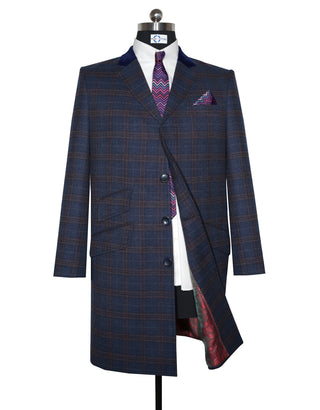 Navy Blue and Brown Prince of Wales Check