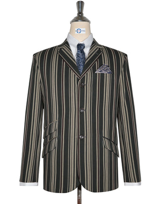 Olive Green and Khaki Striped Blazer