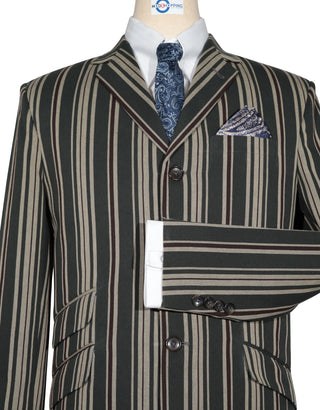 Olive Green and Khaki Striped Blazer