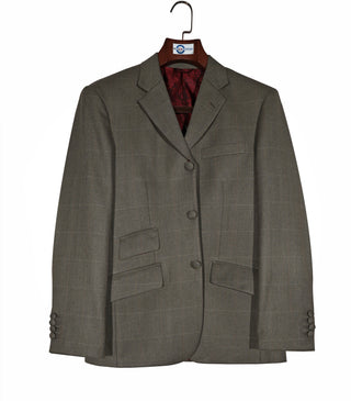 Olive Green Herringbone and Brown Windowpane Check Suit