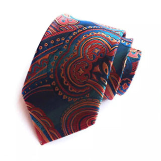 Orange And Peacock Blue Paisley Necktie