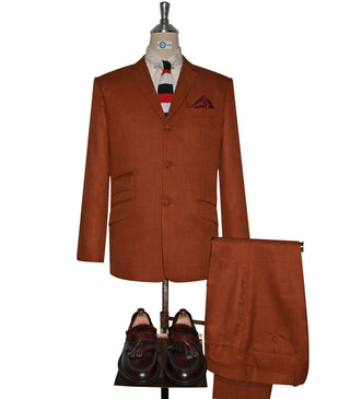 Mod Suit  - 60s Vintage Style Orange Linen Suit