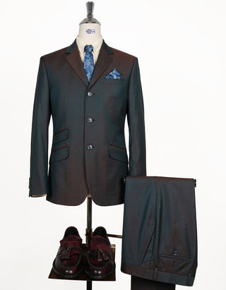 Orange & Peacock Blue Two-Tone Suit