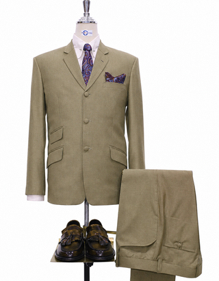 60s Mod Fashion Pale Brown Suit