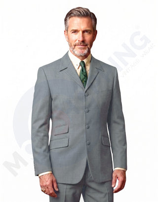 Pale Grey Winged Lapels Suit 02