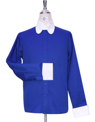 Royal Blue Penny Tab Collar Shirt UK