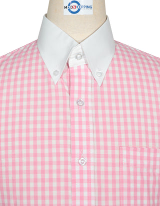 Button Down Shirt -  Pink Gingham Check Shirt