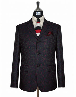  Pink, Navy Blue and Black Paisley Blazer