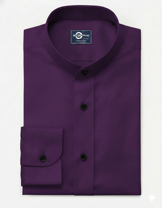 Purple Mandarin Collar Shirt