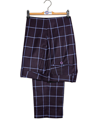 Purple Windowpane Check Trouser 